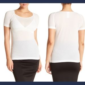 NIB $200 WOLFORD Transparent Nature T-Shirt Top Blouse in‎ White [SZ Small ]